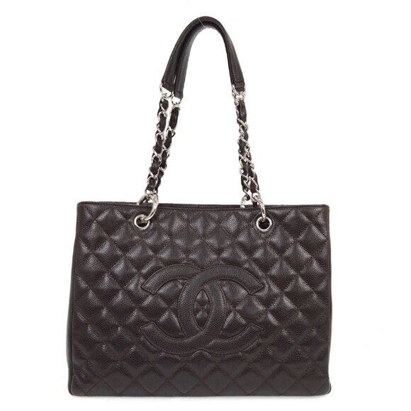 Chanel Brown Calfskin Grand Shopping Tote GST Chain Handbag - Picture 1 of 8